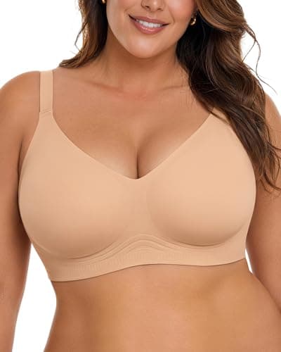 OEAK Women Wireless Jelly Bra Supportive Convertible Tshirt Bras Nude 40A