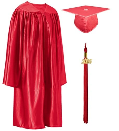 GraduatePro Kindergarten Graduation Cap and Gown Class of 2026 Shiny Set with Tassel for Preschool Kids Ceremony Gifts Red 36
