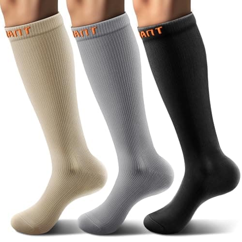 BULLIANT Compression Socks 3Pairs-15-20mmHg Circulation Support Men Women Hiking Sports Recovery-Upgraded Wicking Tech(3Pairs,Small-Medium)