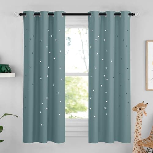 NICETOWN Greyish Blue Blackout Kids Curtains for Bedroom, 1 PC, W42 x L63