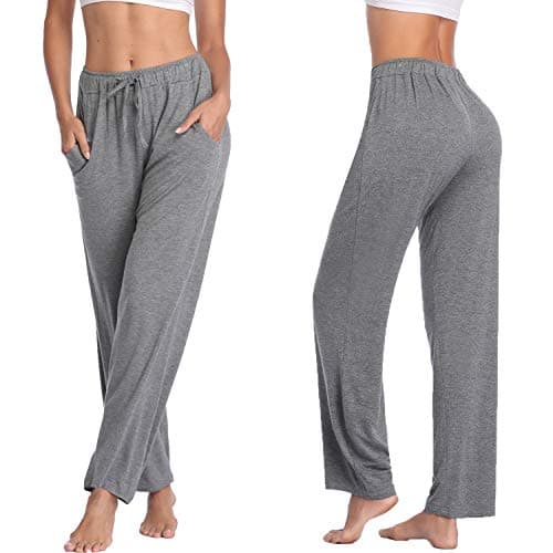 Jorlyen Drawstring Lounge Pants with Pockets for Women Yoga, Grey S