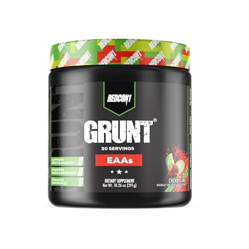 REDCON1 Grunt EAAs, Cherry Lime - Sugar Free, Keto Friendly Essential Amino Acids - Post Workout Powder Containing 9 Amino Acids to Help Train, Recover, Repeat (30 Servings)