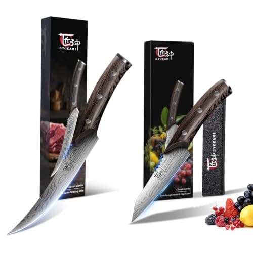 SYOKAMI Paring Knife 4 Inch+6.5 Inch Boning Knife Curved Blade