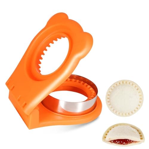 Jsroroda Sandwich Cutter and Sealer for PB&J, Round Crustless Kitchen Tool, Kids Lunch Snacks Maker for Biscuit & Cookie Dough, Orange