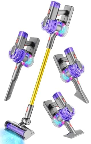 BLAXTEM 4-in-1 Toy Vacuum Cleaner for Toddler Pretend Play (Purple/Yellow)