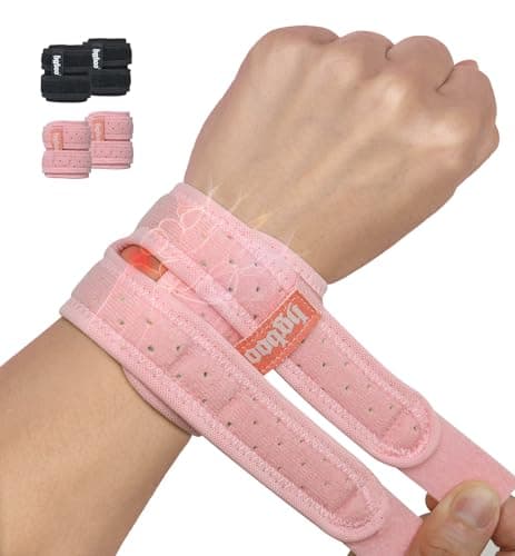 HGBOO 2-Pack TFCC Wrist Brace Support for Ulnar Pain, Carpal Tunnel & Tendinitis Relief, Dual Adjustable Straps Wrist Wrap, Breathable Comfortable Wrist Brace for Sports, Work & Daily Use (Pink)