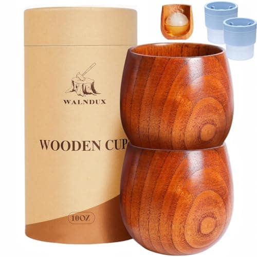 WALNDUX Whiskey Glasses Sets, Bourbon Glass, Bourbon Gifts for Men, Finished Wooden Old Fashioned Glass, Great Whiskey Gifts for Men, Dad, Or Brother (2 Pack)