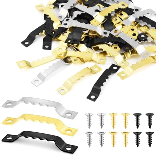 50 Sets Sawtooth Picture Hanger, Picture Frame Hangers with Screws for Photos Canvas Clock Wood Frame Hardware Metal Hook Hanging Artwork Home Decoration (Assorted Color)
