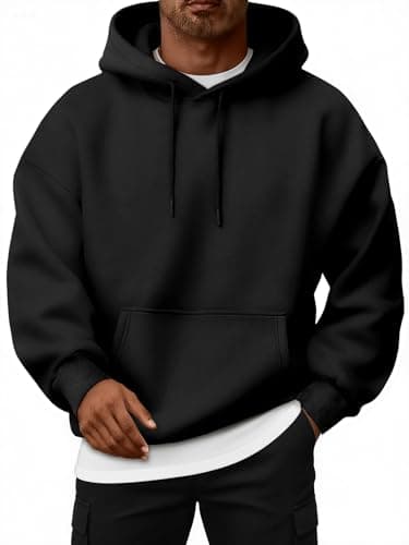 EFAN Mens Oversized Hoodies Fleece Lined Sweatshirts Black
