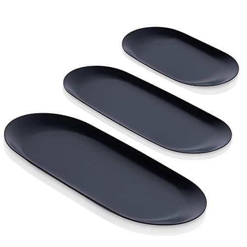 EZICOZI Black Stainless Steel Tray Set of 3, 7, 9 & 11 Inch Vanity