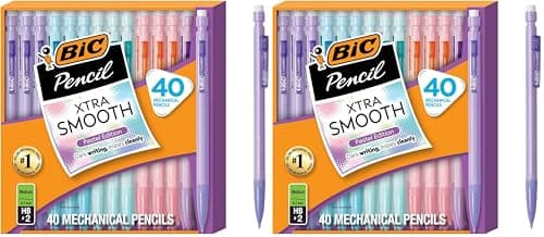 BIC Xtra-Smooth Pastel Mechanical Pencils with Erasers, Medium Point (0.7mm), Bulk Mechanical Pencils for School or Office Supplies, 40 Count (Pack of 2)