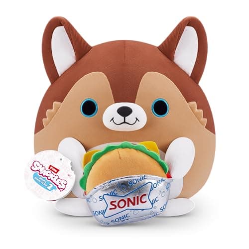 Snackles Series 2 Puppy & Sonic Burger 8 Inch Plush by ZURU, Ultra Soft Plush, Collectible Plush with Real Licensed Brands, Stuffed Animal, Giftable