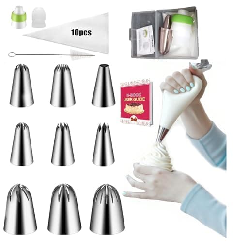 22PCS Icing Nozzles Set, Stainless Steel Piping Icing Nozzles, Cake Decorating Set, Reusable Silicone Piping Bag, Suitable for Cakes, Cupcakes, Cookies, Pastries (22)