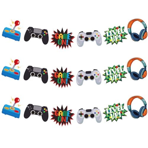 Video Game Happy Birthday Banner - Game On Controllers GamePad Birthday Decorations Party Decor Supplies for Kids, Boys, Girls, Baby Showers