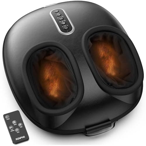 RENPHO 2026 [Upgraded] Foot Massager with Heat, Mothers Day Gift for Mom, Shiatsu Foot Massager for Plantar Fasciitis, Deep-Kneading & Compression, FSA Eligible HSA Store Eligible, Black, Size 12