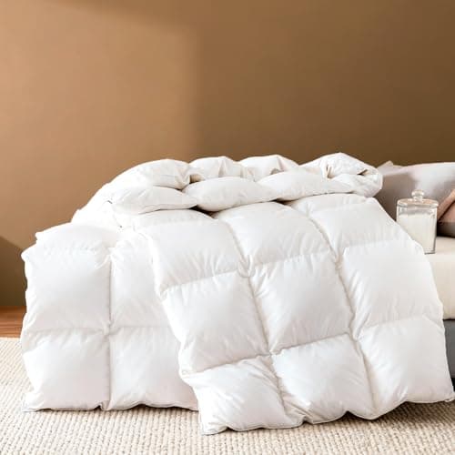 Globon Queen Size Down Comforter,All Season Hotel Luxury Down Duvet Insert with 100% Cotton Shell & 8 Corner Tabs, 90x90 Inches, White