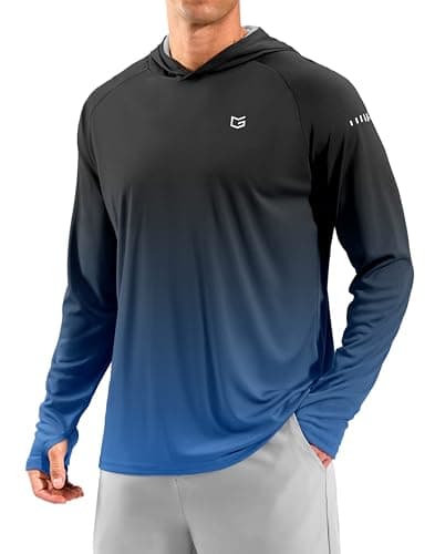 Men's Sun Protection Hoodie Shirts UPF 50+ Swim Shirts(Gradient Blue2, XL)