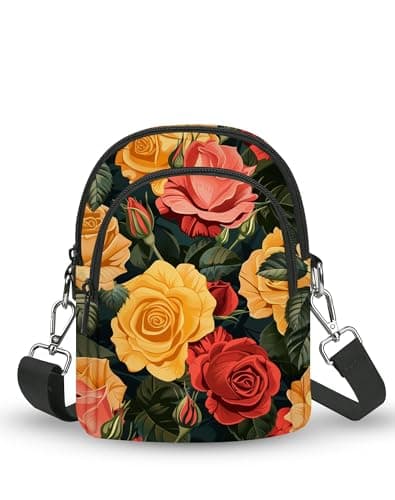NOXOZNMOK Small Crossbody Bags for Women Rose Casual Cell Phone Purse Lightweight Crossbody Purses Fashion with Adjustable Strap