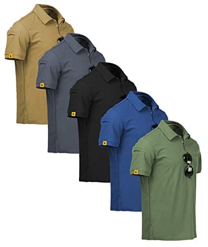 ZITY 5 Pack Mens Polo Shirt Short Sleeve Moisture Wicking Golf T-Shirt XL