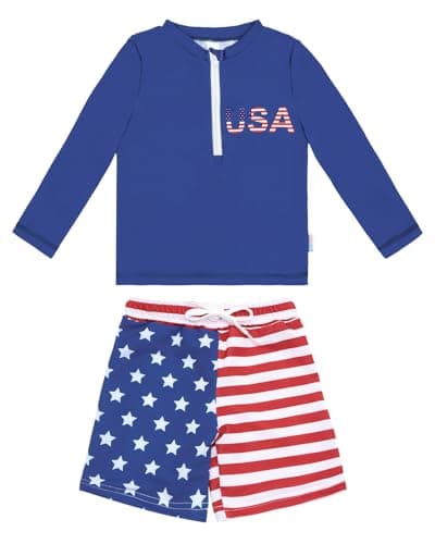 ALVABABY Long Sleeve Rashguards, Baby/Toddler Boys' Two Piece Rash Guard Swimsuit Sets UPF 50+ Bathing Suit ST-R24-12-18M