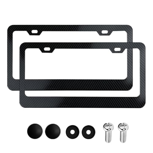 Mandark 2 PCS Carbon Fiber Car License Plate Frame, Aluminum Automotive Plate Bracket Holders with Screws, Rustproof US Standard Vehicle Front Back License Plates Cover, Universal Fit
