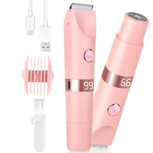 Beanify 2-in-1 Painless Women’s Electric Razor & Bikini Trimmer with LED Display, 2026 Waterproof Wet/Dry Rechargeable Electric Shaver with Dual-Head for Ladies Pubic, Bikini Underarm Leg Arm