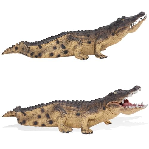 2Pcs Crocodile Toy Figures for Kids, Plastic Alligator Action Figure Toys