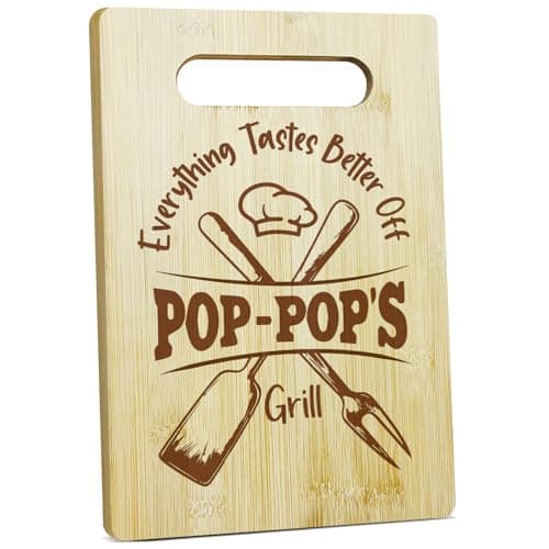 Grandpa Gifts Cutting Board - Everything Tastes Better Off PoP-PoP's, Wood Cutting Board for Kitchen Gift For Thanksgiving, Birthday Gifts For Grandfather, Kitchen Restaurant Supplies