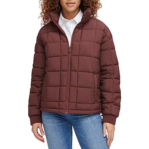 Levi's Women's Box Quilted Puffer Jacket, Dark Chocolate, Medium