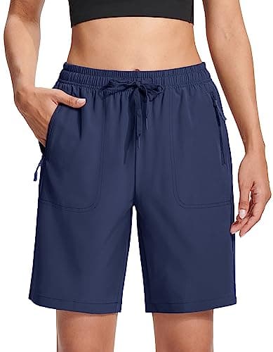 MAGCOMSEN Womens Hiking Shorts 8 Inch Inseam with Pockets Lightweight Quick Dry Golf Jogging Navy Blue S