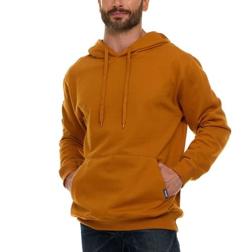 Wrangler Big and Tall Hoodie for Men, Fleece Heavyweight Pullover Sweatshirt, Relaxed Fit Mens Work Hoodies Brown