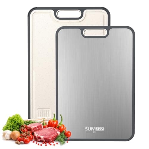 Sumzzz Titanium Cutting Board for Kitchen, Cutting Board Double Sided Food Grade, Pure Titanium/PP, Easy to Clean Large Size 15”×10.3”