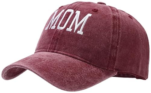 XYIYI Mama Hat for Women, Wine Vintage Washed Distressed Baseball Cap