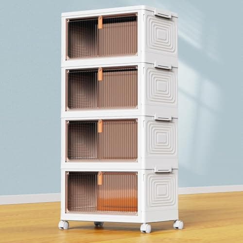 YFXCVSL 4 Tier Plastic Storage Bins with Lid 23QT, Stackable Storage Bins