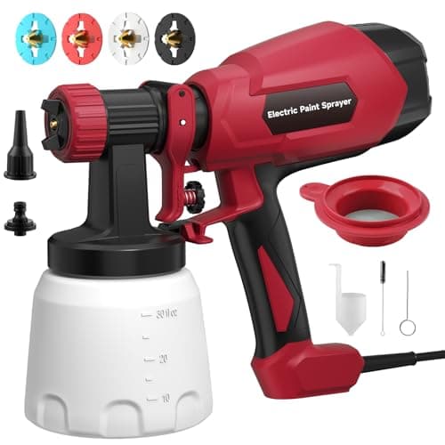 WIBENTL Paint Sprayer, Electric Spray Paint Gun, 3 Modes & 4 Brass Nozzles, with Cleaning & Blowing Joints, Variable Flow Control, for Doors, Fences, Walls, Cabinets, Garden Chairs, Furniture, etc.