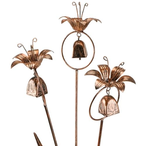 WSgift Metal Bronze Calla Lily Flowers with Bells for Outdoor Garden Decor