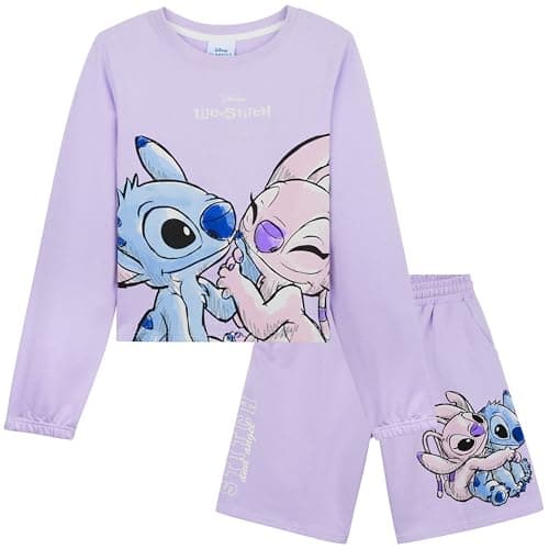 Disney Stitch Track Suit Girls Activewear Sweatsuit Teens 2pcs Sweatsuit Kids Clothing (9-10 Years, Lilac)