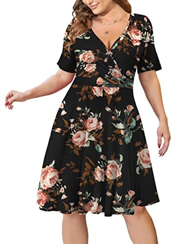 Ahlaray Plus Size Floral A-Line Dress with Pockets