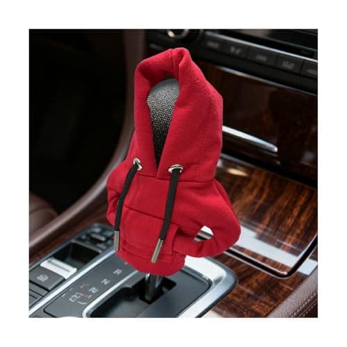 Ywdiml Car Gear Shift Hoodie, Mini Funny Fashionable Hooded Clothing Vehicle Gear Shift Knob Cover Stick Protector, Cute Automotive Shifter Decoration, Universal for SUV Sedan Truck (Red)