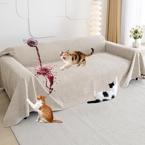 Loiion Cat Scratch Proof Furniture Protector Waterproof Sofa Cover 118"x71"