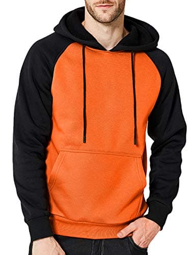 DUOFIER Hoodies for Men Pullover Hooded Sweatshirt with Kangaroo Pocket, 39Orange-2XL