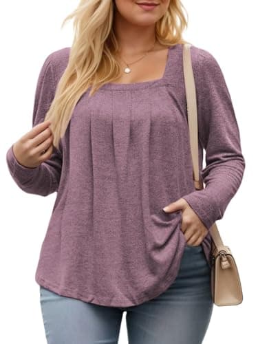 Plus Size Shirts for Women Casul Loose Fit Tops Dressy Trendy Going Out Tees Purple Red 4XL