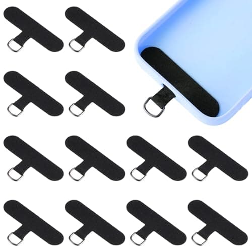 Xelsluthe 12 Pack Phone Tether Tab 360° Rotatable Phone Lanyard Tab for All Phones Cases (Black)