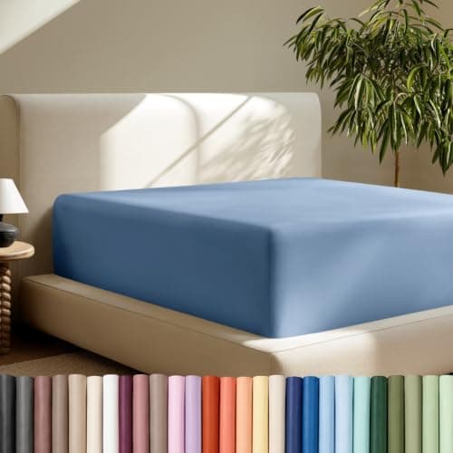 Bare Home Deep Pocket Fitted Sheet (Twin XL - 24" Pocket, Coronet Blue)