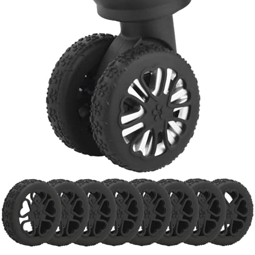 EPBEPB Luggage Wheel Protector, 8PCS Sakura Love Design - Premium Silicone Protectors for 2-2.4" Spinner Wheels Anti-Slip, Ultra-Quiet & Wear-Resistant Travel Accessories (Black)