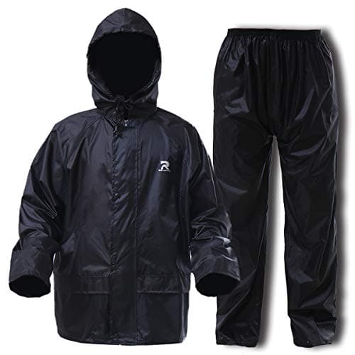RainRider Rain Suit for Men Women Ultra-Lite Rain Gear Jacket with Pants 3-Piece Portable Ripstop(Black,XX-Large)