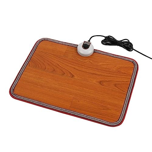 Electric Heated Floor Mats Under Desk, Heated Foot Warmer - 110v Toes Warming Heater for Office and Home(Wood Grain)