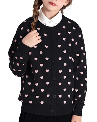 BOBOYOYO Girls Cardigan 100% Cotton Kids Heart Cardigan Sweater Valentines