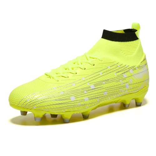 Klenvirola Men and Women Soccer Cleats High Top Football Boots Lightweight Lace Up with Grip Studs for Training and Matches