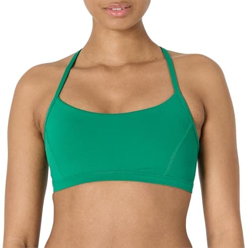 Amazon Essentials Women's Active FormFlex Buttery Soft Light Support Y-Back Thin Strap Yoga Sports Bra, Emerald Green, X-Large